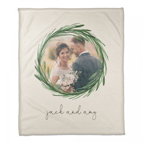 Greenery Wreath Frame 50x60 Personalized Coral Fleece Blanket