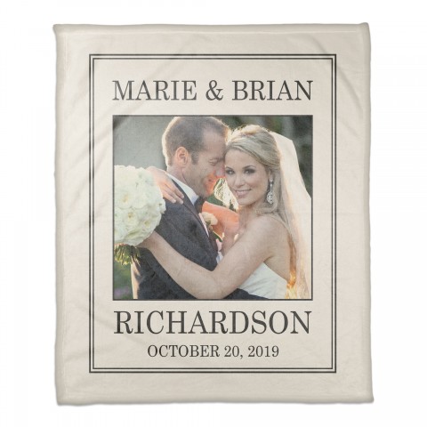 Simple Lined Border 50x60 Personalized Coral Fleece Blanket