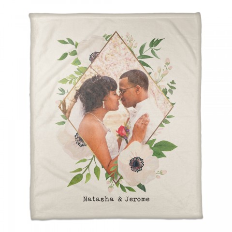 Diamond Floral Frame 50x60 Personalized Coral Fleece Blanket