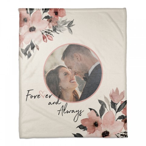 Forever and Always Floral Frame 50x60 Personalized Coral Fleece Blanket