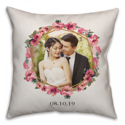 Hex Floral 18x18 Personalized Spun Poly Pillow