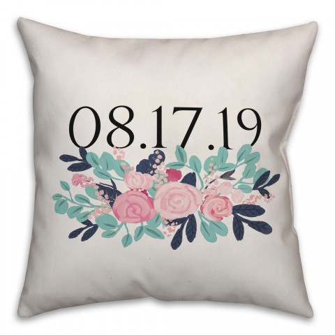 Graphic Floral Design 18x18 Personalized Spun Poly Pillow