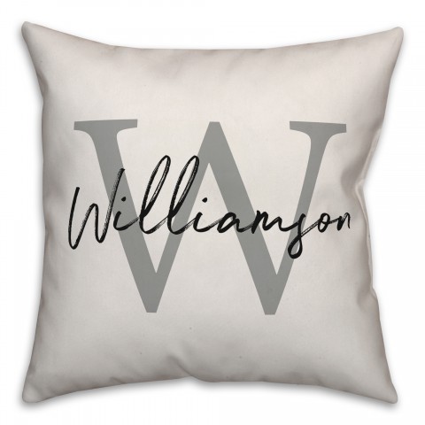 Simple Monogram Script Typography 18x18 Personalized Spun Poly Pillow