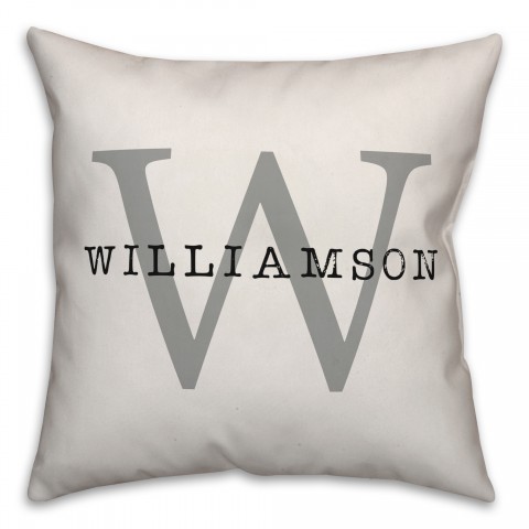 Simple Monogram Typography 18x18 Personalized Spun Poly Pillow