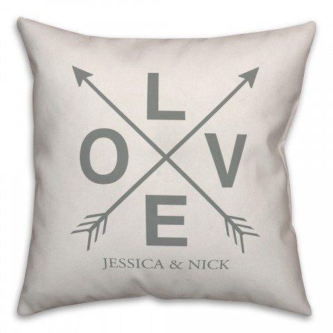 Love Arrows 18x18 Personalized Spun Poly Pillow