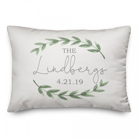 Simple Watercolor Laurels 14x20 Personalized Spun Poly Pillow