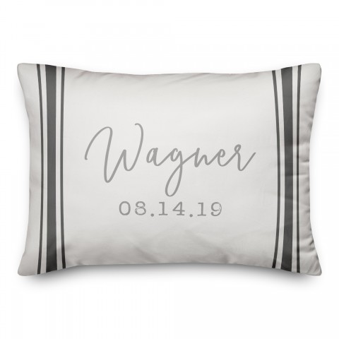 Gray Ticking Stripe 14x20 Personalized Spun Poly Pillow