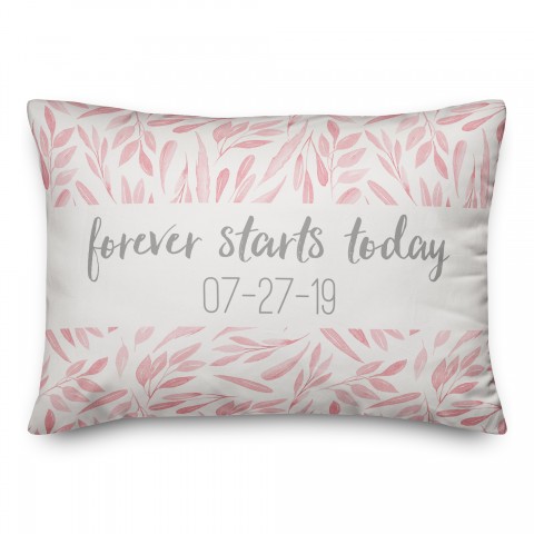 Blush Leaf Pattern 14x20 Personalized Spun Poly Pillow