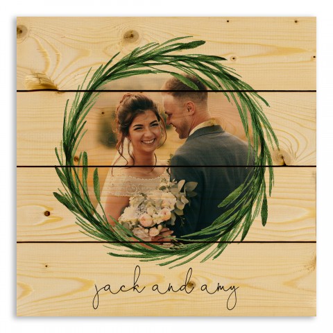 Greenery Wreath Frame 14x14 Personalized Pallet Wood Art