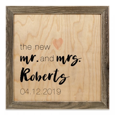 The New Mr. and Mrs. 12x12 Personalized Framed Wood Print
