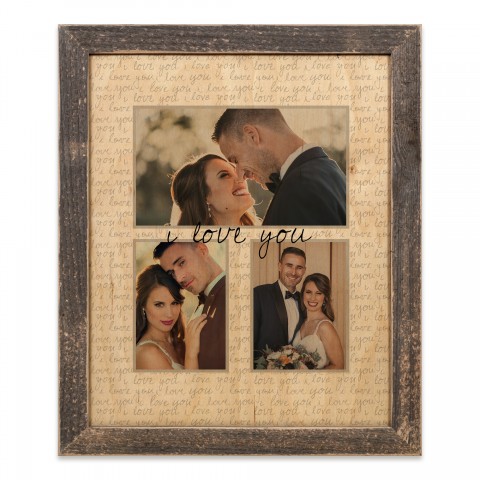 Script I Love You Frame 14x11 Personalized Framed Wood Print