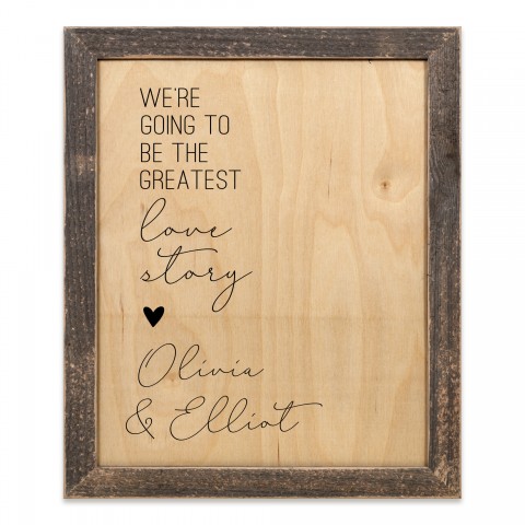 Greatest Love Story 14x11 Personalized Framed Wood Print