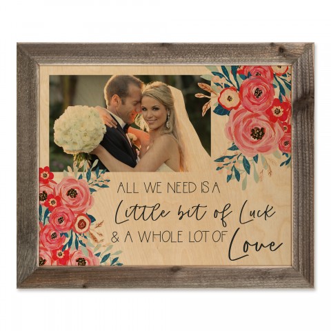 Luck and Love 20x16 Personalized Framed Wood Print