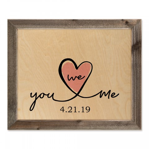 You Me We 20x16 Personalized Framed Wood Print