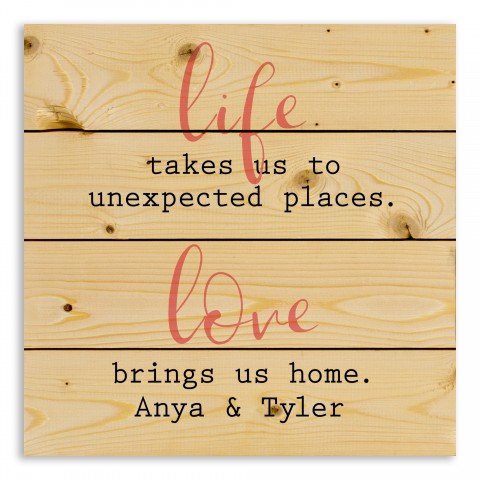 Love Brings Us Home 14x14 Personalized Pallet Wood Art