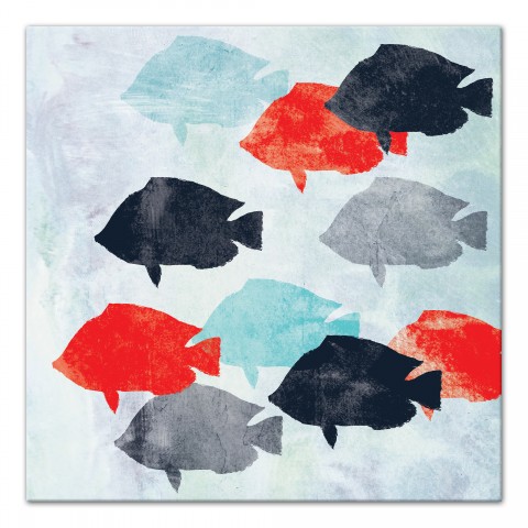 Nautical School of Fish  16x16 Canvas Wall Art