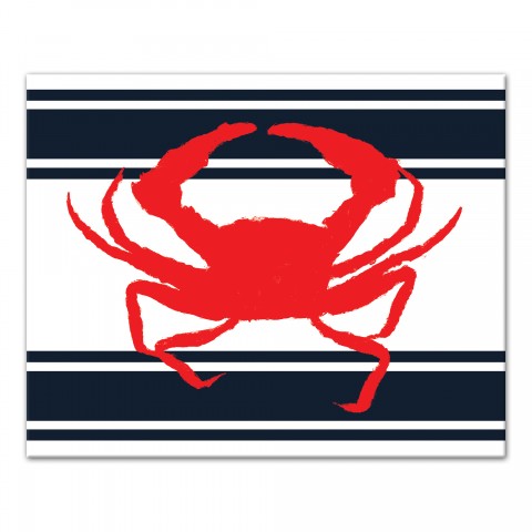 Nautical Stripes Crab 16x20 Canvas Wall Art