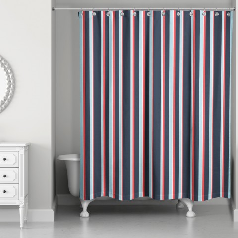 Nautical Stripes 71x74 Shower Curtain