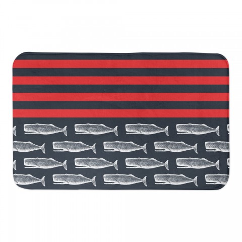 Whales and Stripes 34x21 Bath Mat