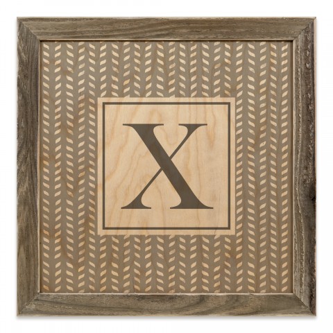 Gray Petal Pattern Monogram - X 12x12 Framed Wood Print