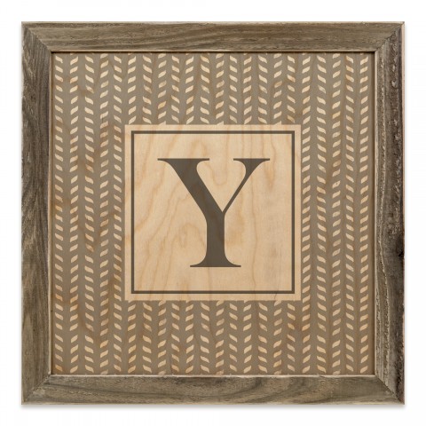 Gray Petal Pattern Monogram - Y 12x12 Framed Wood Print