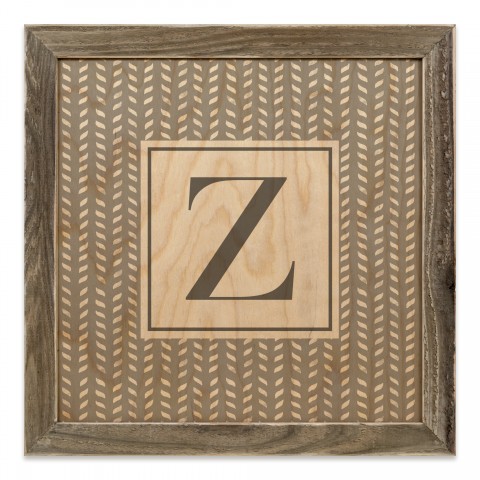 Gray Petal Pattern Monogram - Z 12x12 Framed Wood Print