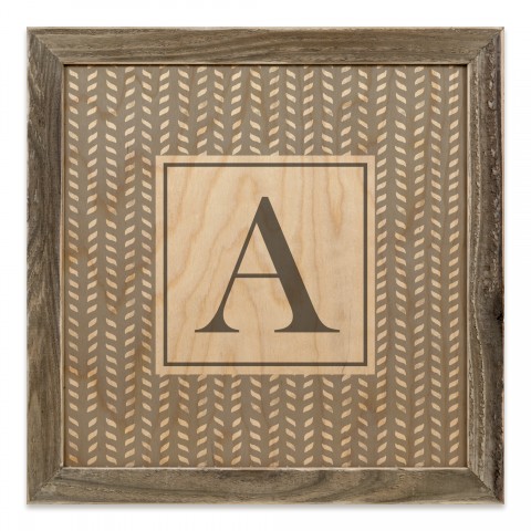 Gray Petal Pattern Monogram - A 12x12 Framed Wood Print