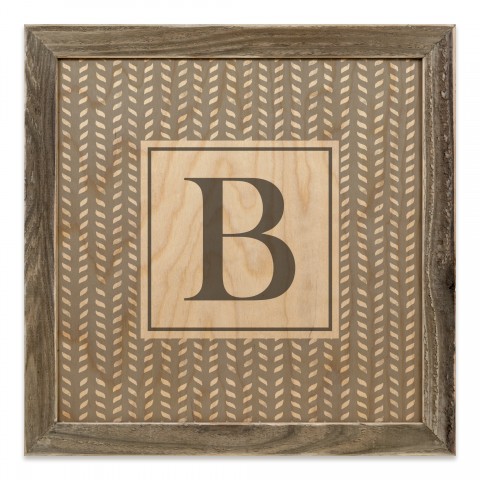 Gray Petal Pattern Monogram - B 12x12 Framed Wood Print