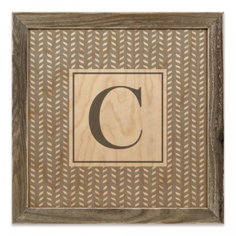 Gray Petal Pattern Monogram - C 12x12 Framed Wood Print