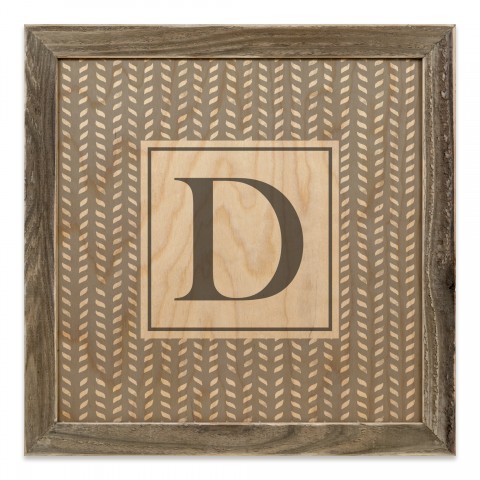 Gray Petal Pattern Monogram - D 12x12 Framed Wood Print