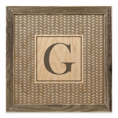 Gray Petal Pattern Monogram - G 12x12 Framed Wood Print