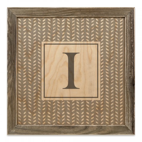 Gray Petal Pattern Monogram - I 12x12 Framed Wood Print