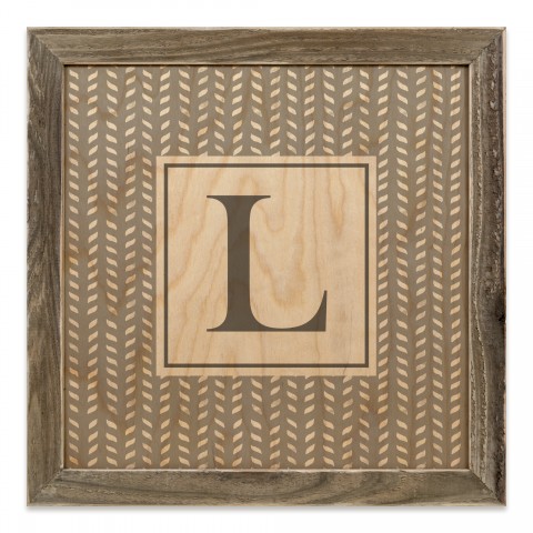 Gray Petal Pattern Monogram - L 12x12 Framed Wood Print