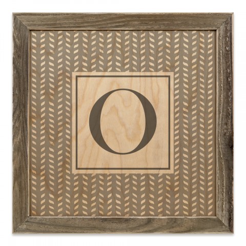 Gray Petal Pattern Monogram - O 12x12 Framed Wood Print