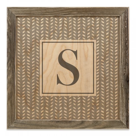 Gray Petal Pattern Monogram - S 12x12 Framed Wood Print