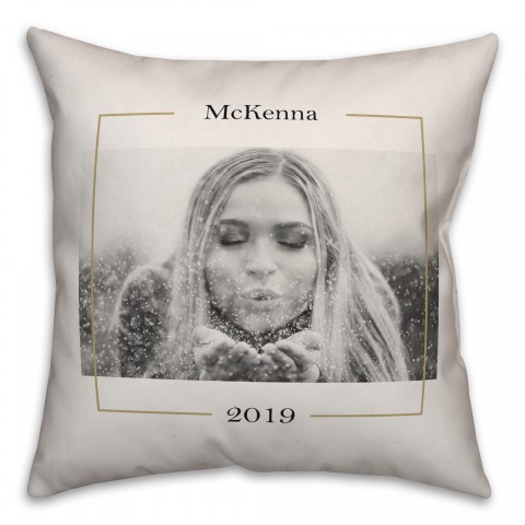 Gold Border 18x18 Personalized Spun Poly Pillow