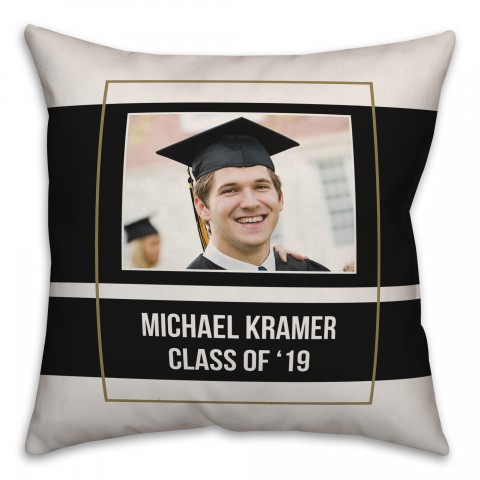 Simple Black Bands 18x18 Personalized Spun Poly Pillow