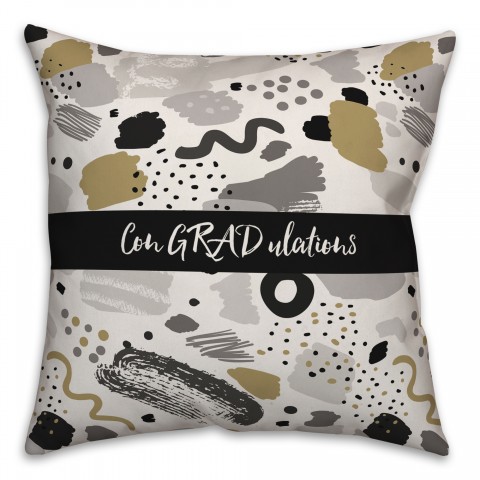 Graduation Confetti Pattern 18x18 Spun Poly Pillow