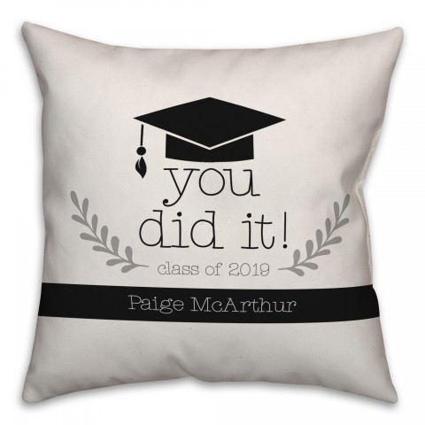 You Did It Grad 18x18 Personalized Spun Poly Pillow