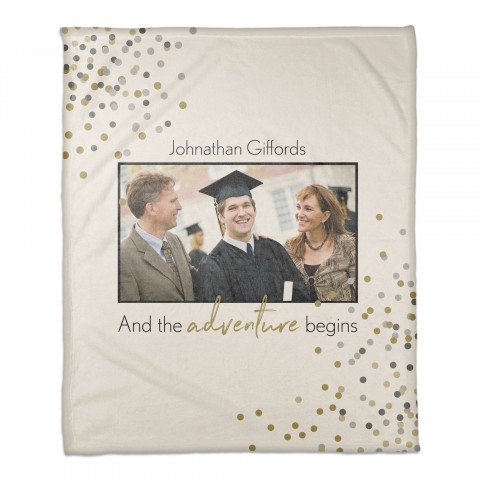 Adventure Begins Confetti 50x60 Personalized Coral Fleece Blanket