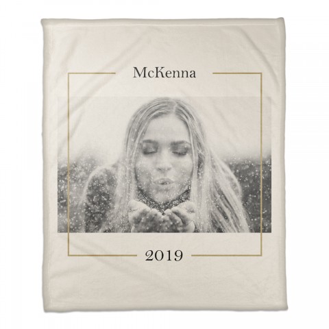 Gold Border 50x60 Personalized Coral Fleece Blanket