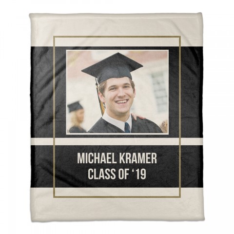 Simple Black Bands 50x60 Personalized Coral Fleece Blanket
