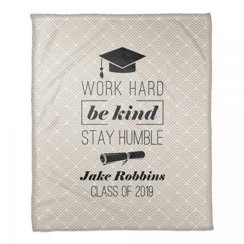 Work Hard Be Kind Stay Humble Grad 50x60 Personalized Coral Fleece Blanket