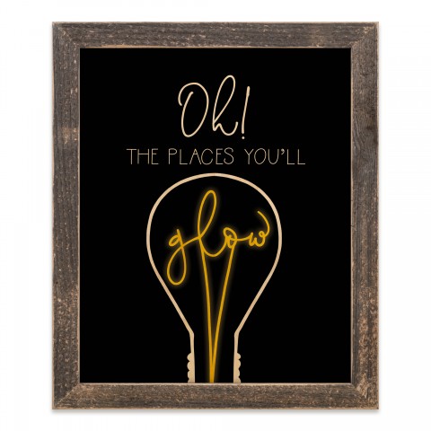 Oh The Places You Will Glow 14x11 Framed Wood Print