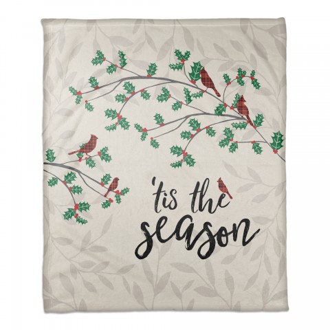 Tis The Season Cardinals 50x60 Coral Fleece Blanket
