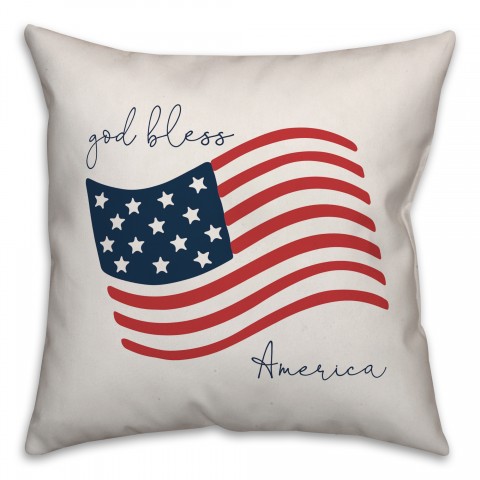 God Bless America Flag 18x18 Spun Poly Pillow