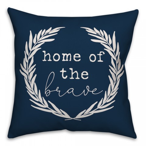 Home of the Brave Wreath 18x18 Spun Poly Pillow