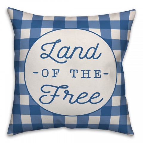 Land of the Free Buffalo Check 18x18 Spun Poly Pillow