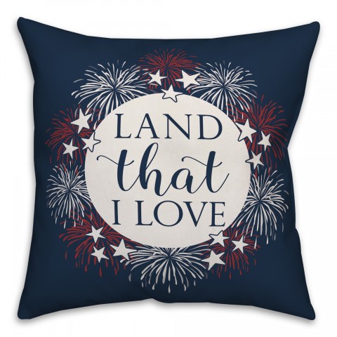 Land that I love Fireworks 18x18 Spun Poly Pillow