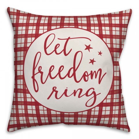 Let Freedom Ring Plaid 18x18 Spun Poly Pillow